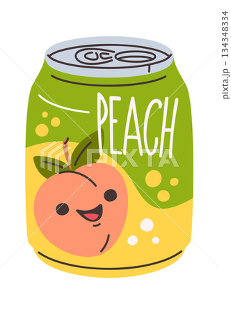 Peach fruit soda drink can Peach fruit soda drink can 134348334