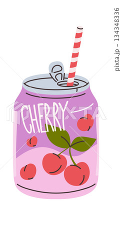 Cherry soda drink canned pack Cherry soda drink canned pack 134348336