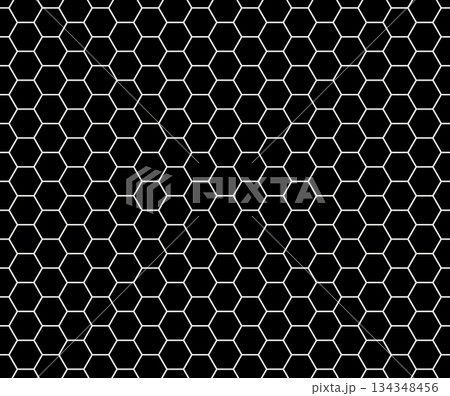 Hexagonal cell white grid pattern, background, wallpaper, apparel. Honeycomb mesh, fish net backdrop. Mosquito net, bee comb grid endless texture. Speaker grille seamless pattern. Mosquito flat lace. 134348456