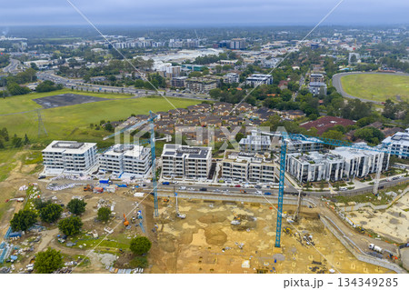 Aerial photograph of a large construction site in Penrith Aerial photograph of a large construction site in Penrith 134349285