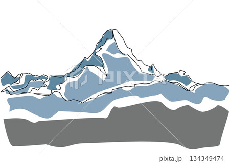 Single one line drawing Himalayas. The view of the highest mountain in the world before the eyes. Very extreme climbing route. Snowy. Mount Everest Day. Continuous line design graphic illustration Single one line drawing Himalayas. The view of the highest mountain in the world before the eyes. Very extreme climbing route. Snowy. Mount Everest Day. Continuous line design graphic illustration 134349474