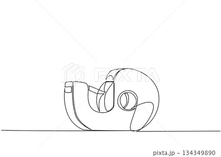 Single continuous line drawing cellophane tape. Adhesive that makes work easier. Makes it easier to create school papers. Tool. Equipment. National Cellophane Tape. One line design vector illustration Single continuous line drawing cellophane tape. Adhesive that makes work easier. Makes it easier to create school papers. Tool. Equipment. National Cellophane Tape. One line design vector illustration 134349890