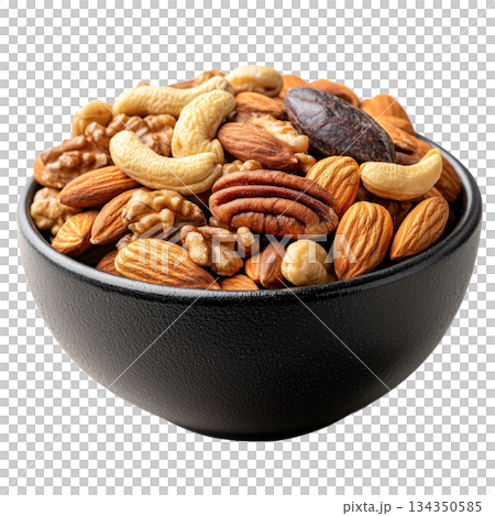 Bowl of mixed nuts isolated on white background 134350585