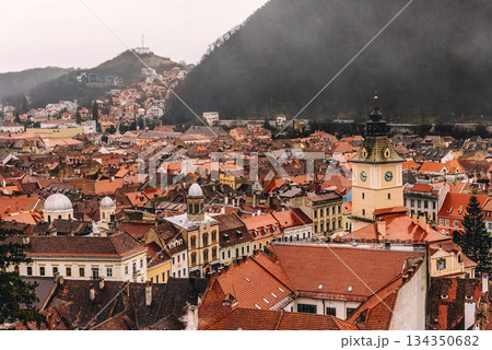 Panoramic View of Historic City of Brasov 134350682