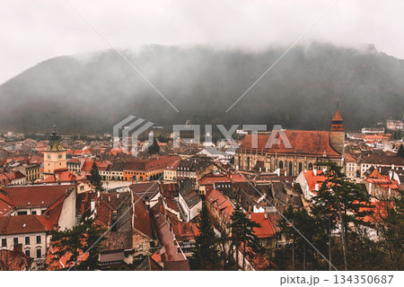 Aerial View of Historic City of Brasov 134350687
