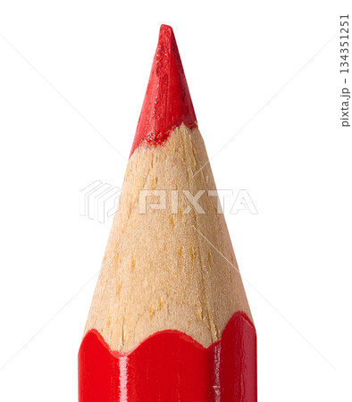 Wooden red pencil with a sharp tip for drawing on an isolated background Wooden red pencil with a sharp tip for drawing on an isolated background 134351251