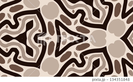 Geometric abstract symmetrical seamless pattern, ethnic art illustration for fabric design and backgrounds 134351848