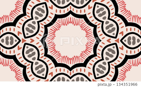 Geometric abstract symmetrical seamless pattern, ethnic art illustration for fabric design and backgrounds Geometric abstract symmetrical seamless pattern, ethnic art illustration for fabric design and backgrounds 134351966