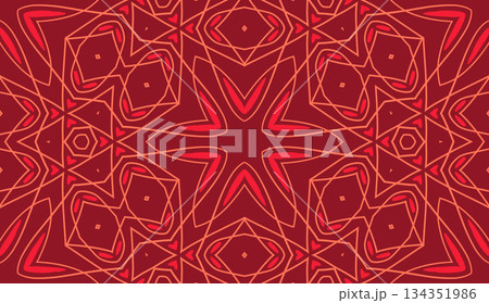Geometric abstract symmetrical seamless pattern, line art illustration for fabric design and backgrounds 134351986