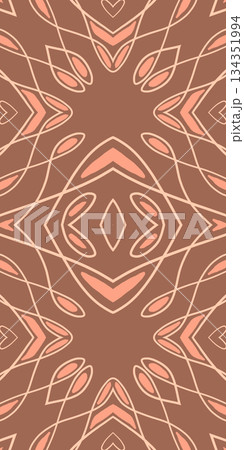 Geometric abstract symmetrical seamless pattern, line art illustration for fabric design and backgrounds 134351994