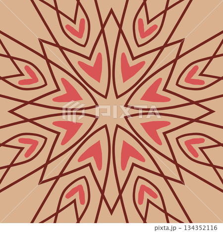 Geometric abstract symmetrical seamless pattern, line art illustration for fabric design and backgrounds 134352116