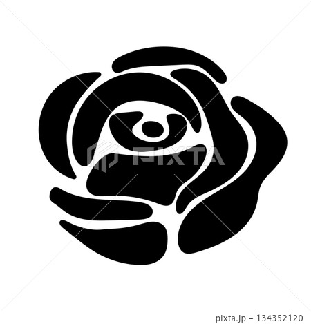 Abstract Rose Silhouette Vector Illustration. Perfect for logos, tattoos, reminder symbols, posters, wall art, stickers, laser cutting, vinyl printing and conceptual graphic design projects. 134352120