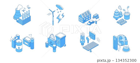 Eco lifestyle concepts. Alternative energy, solar panels and wind systems. Ecology friendly modern technologies, recycling, smart city life, nifty vector set Eco lifestyle concepts. Alternative energy, solar panels and wind systems. Ecology friendly modern technologies, recycling, smart city life, nifty vector set 134352300