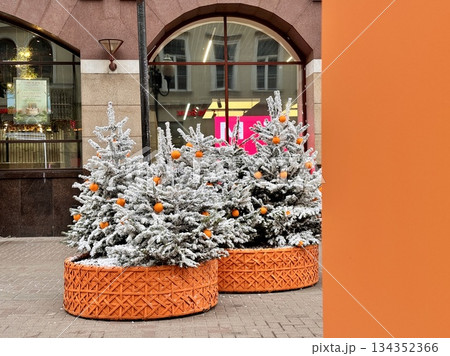 Russia, Moscow, Old Arbat December 6, 2025 New Year's decoration of Winter Street in Moscow. High quality photo Russia, Moscow, Old Arbat December 6, 2025 New Year's decoration of Winter Street in Moscow. High quality photo 134352366