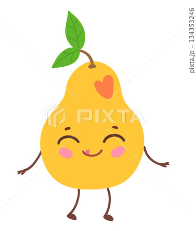 Cute pear character with face 134353246