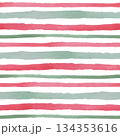 Christmas striped red and green seamless pattern. Watercolor illustration of a horizontal abstract geometric print. Hand drawn sketch on a white isolated background. Watercolour painting art 134353616