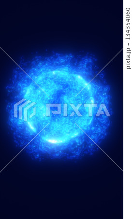Abstract glowing blue energy burst resembling plasma or cosmic explosion, symbolizing power, motion, and digital intensity 134354060