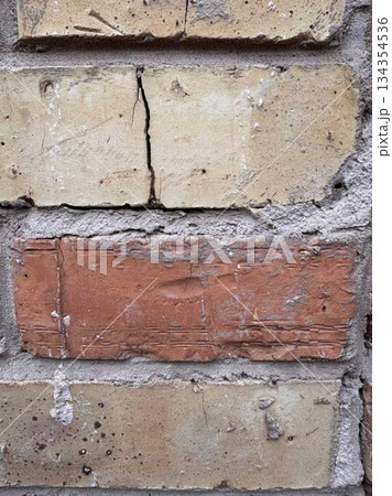 White and red brick wall background close up 134354536