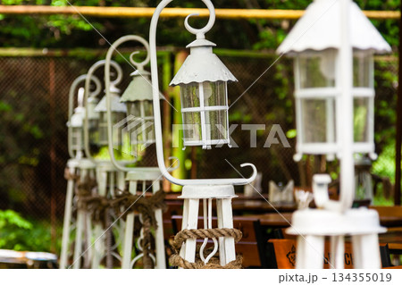 Beautiful white lanterns lined up in a row 134355019