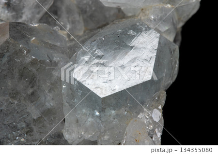 Macro mineral stone Aquamarine on a black background Macro mineral stone Aquamarine on a black background 134355080