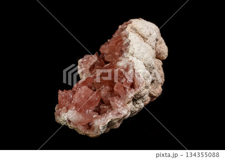 Macro mineral stone Pink Amethyst on a black background Macro mineral stone Pink Amethyst on a black background 134355088