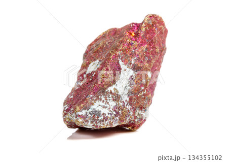 Macro mineral stone Chalcopyrite in the rock on a white background 134355102