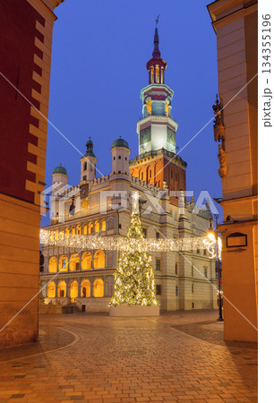 Christmas tree at Poznan Town Hall, Poznan, Poland Christmas tree at Poznan Town Hall, Poznan, Poland 134355196