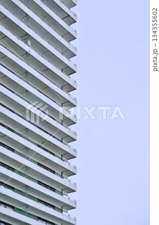 Metropolitan horizon displaying sleek architecture and soft shading effects 134355602