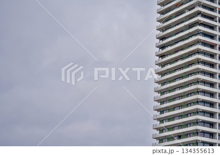 Tall structure with minimalistic design and subtle colors 134355613