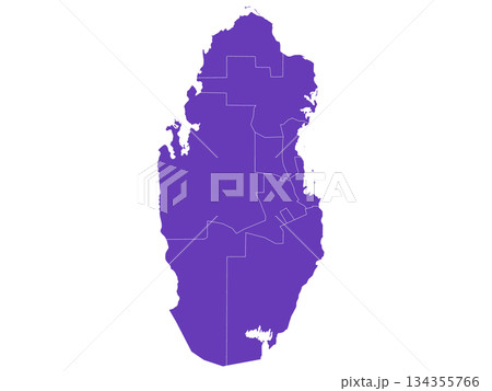 Qatar map, Qatar administrative map. municipality map of Qatar, blank Map, empty map of Qatar 134355766