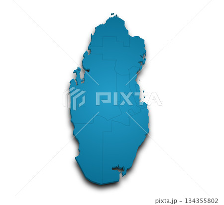 Qatar map, 3d Map of Qatar country with color. State of Qatar, Middle East 134355802