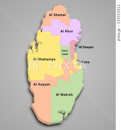 Qatar map, administrative map of Qatar country and his municipality name Qatar map, administrative map of Qatar country and his municipality name 134355811