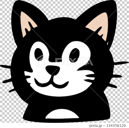 Cute Black Cat Face Icons Set with Different Expressions 134356120