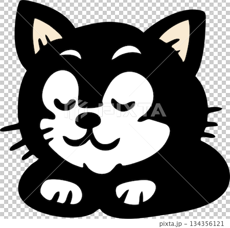 Cute Black Cat Face Icons Set with Different Expressions Cute Black Cat Face Icons Set with Different Expressions 134356121