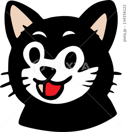 Cute Black Cat Face Icons Set with Different Expressions Cute Black Cat Face Icons Set with Different Expressions 134356122