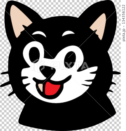 Cute Black Cat Face Icons Set with Different Expressions Cute Black Cat Face Icons Set with Different Expressions 134356122