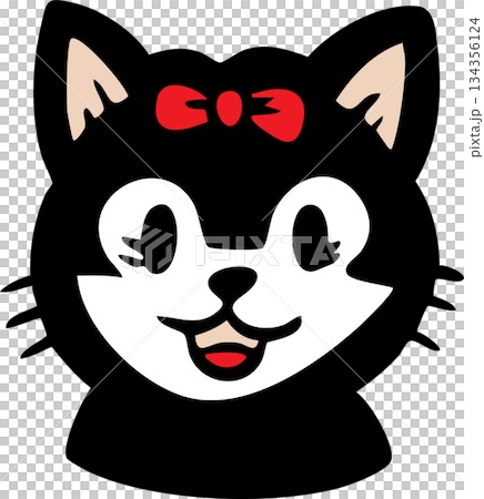 Cute Black Cat Face Icons Set with Different Expressions Cute Black Cat Face Icons Set with Different Expressions 134356124