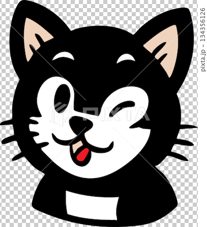 Cute Black Cat Face Icons Set with Different Expressions 134356126