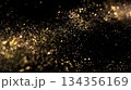 Golden Sparkle Bokeh Stream Over Dark Background for Festive, Luxury, and Glamorous Imagery 134356169