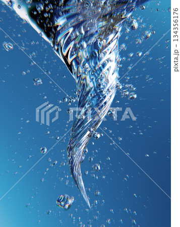 Underwater Spiral Twirl With Air Bubbles, Crystal Blue Ocean Light, and Dynamic Reflections Underwater Spiral Twirl With Air Bubbles, Crystal Blue Ocean Light, and Dynamic Reflections 134356176