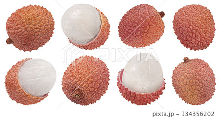 Lychee fruits isolated on white background with clipping path, full depth of field 134356202