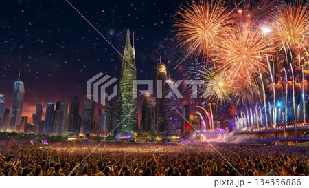 2026年の幕開けを祝う光と希望の祝祭-未来へ弾むニューイヤーの瞬間 2026年の幕開けを祝う光と希望の祝祭-未来へ弾むニューイヤーの瞬間 134356886