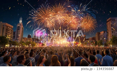 2026年の幕開けを祝う光と希望の祝祭-未来へ弾むニューイヤーの瞬間 2026年の幕開けを祝う光と希望の祝祭-未来へ弾むニューイヤーの瞬間 134356887