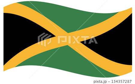 Waving flag of Jamaica isolated. Waving flag of Jamaica isolated. 134357287