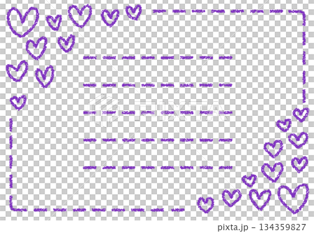 Hand-drawn crayon background heart frame card 134359827