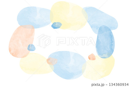 夏色水彩水玉フレーム(文字なし) 134360934