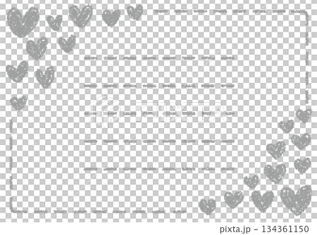 Hand-drawn crayon background heart frame card 134361150