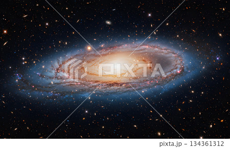 Majestic Spiral Galaxy with Bright Core in the Vast Universe 134361312