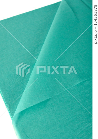 Light turquoise tissue sheets for floral wrapping arranged in stack isolated on white background suitable for bouquet styling decor and packaging use Light turquoise tissue sheets for floral wrapping arranged in stack isolated on white background suitable for bouquet styling decor and packaging use 134361878
