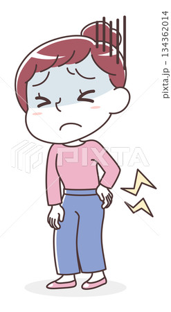 腰痛で苦しむ女性のイラスト(デスクワーク・ぎっくり腰) 腰痛で苦しむ女性のイラスト(デスクワーク・ぎっくり腰) 134362014